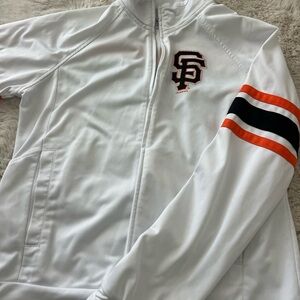 MLB San Francisco Giants White Track Jacket with Orange & Black Stripes